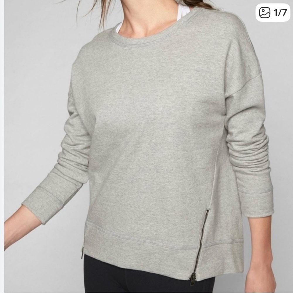 Athleta Cityscape Sweatshirt Side Zippers Grey Gray Size Small Oversized
